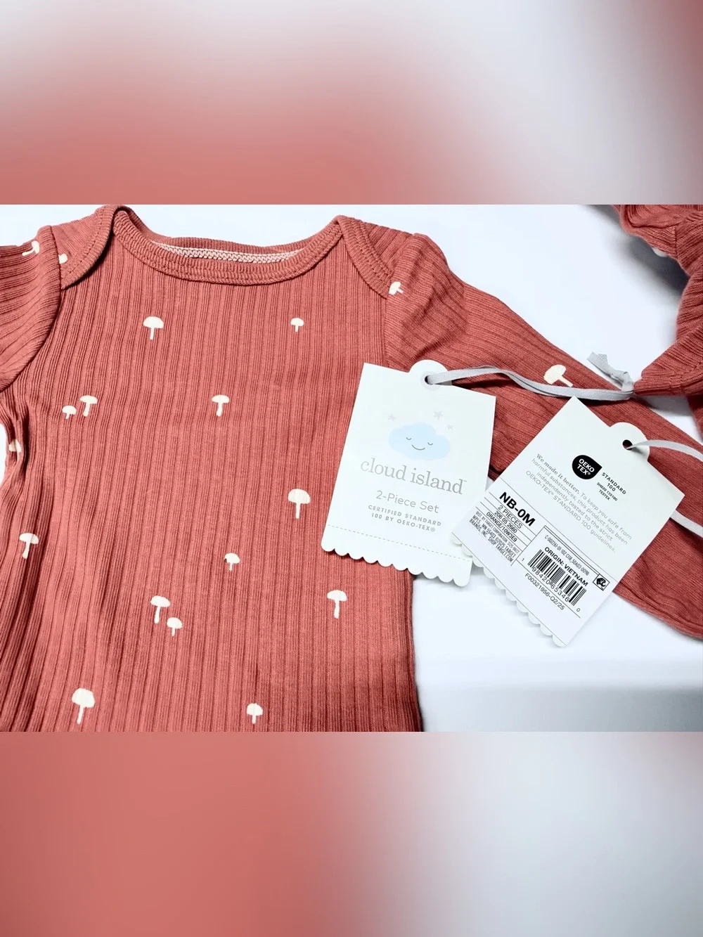 cloud island Rusty Red Ribbed Mushroom Print Baby Matching Set